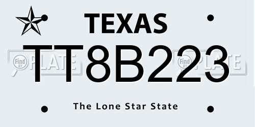 TT8B223 Texas License Plate