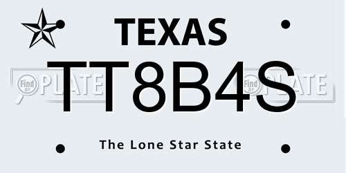 TT8B4S Texas License Plate