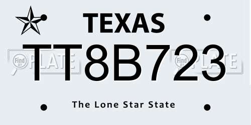 TT8B723 Texas License Plate