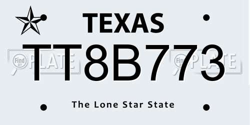 TT8B773 Texas License Plate