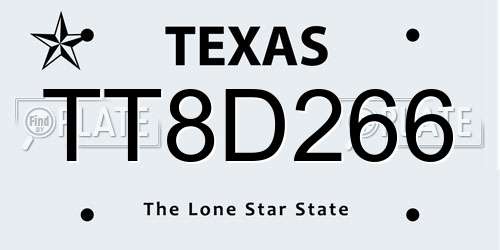 TT8D266 Texas License Plate