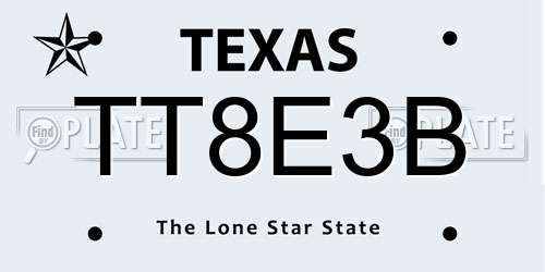 TT8E3B Texas License Plate