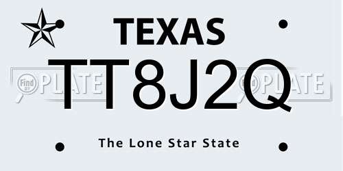 TT8J2Q Texas License Plate