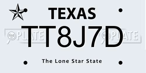 TT8J7D Texas License Plate