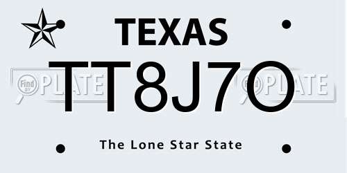 TT8J7O Texas License Plate