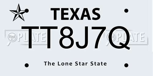 TT8J7Q Texas License Plate