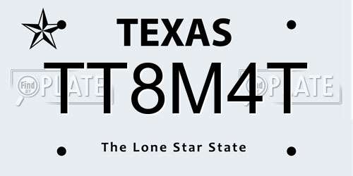 TT8M4T Texas License Plate