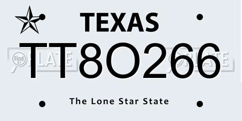 TT8O266 Texas License Plate