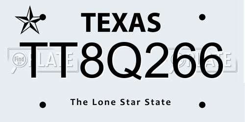 TT8Q266 Texas License Plate