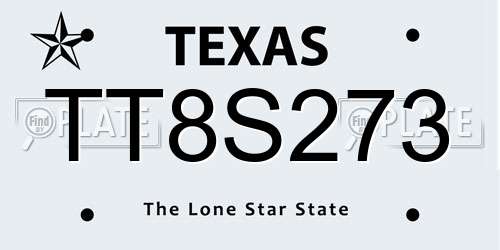 TT8S273 Texas License Plate