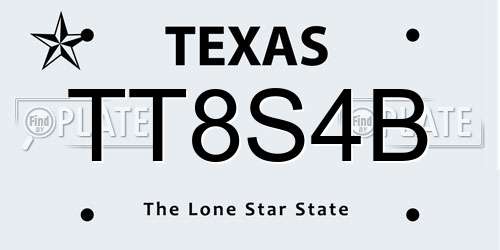 TT8S4B Texas License Plate