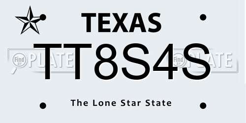 TT8S4S Texas License Plate