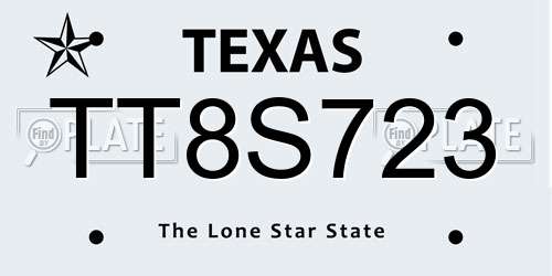 TT8S723 Texas License Plate