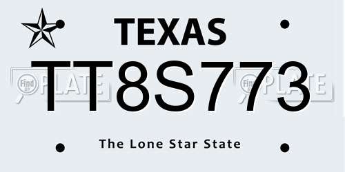 TT8S773 Texas License Plate