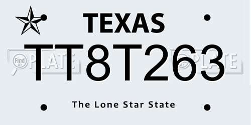 TT8T263 Texas License Plate