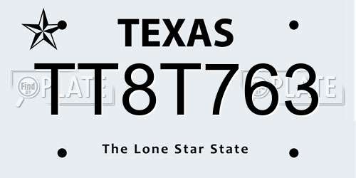 TT8T763 Texas License Plate