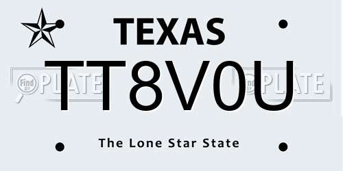 TT8V0U Texas License Plate