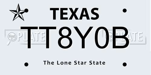 TT8Y0B Texas License Plate