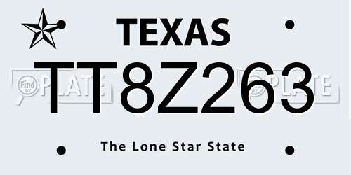 TT8Z263 Texas License Plate
