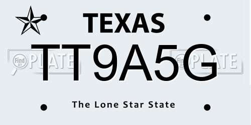 TT9A5G Texas License Plate