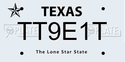 TT9E1T Texas License Plate