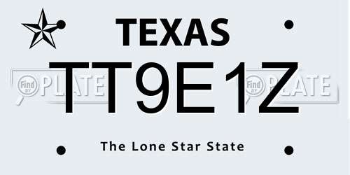 TT9E1Z Texas License Plate