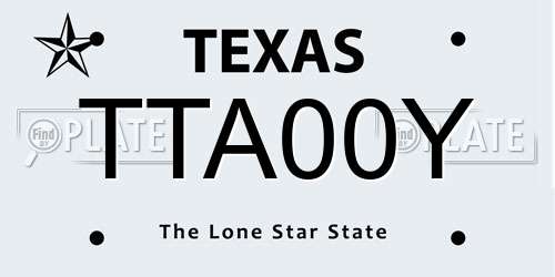 TTA00Y Texas License Plate