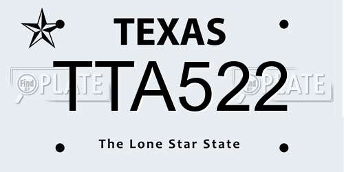 TTA522 Texas License Plate