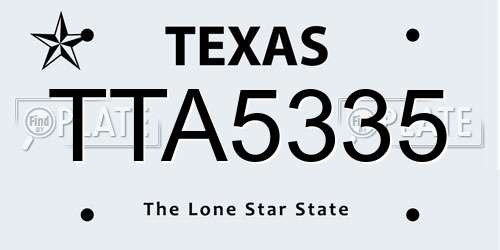 TTA5335 Texas License Plate