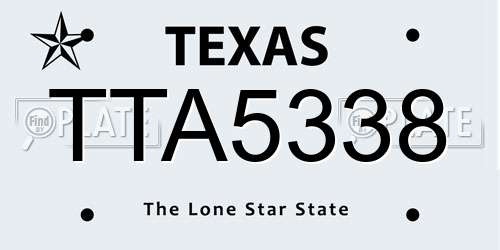 TTA5338 Texas License Plate