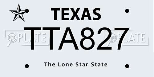 TTA827 Texas License Plate