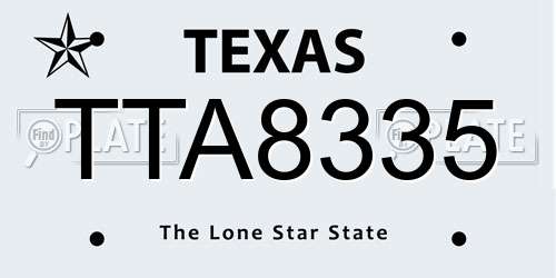 TTA8335 Texas License Plate