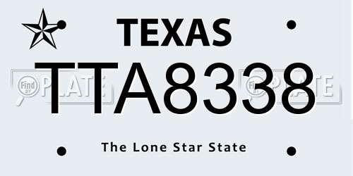 TTA8338 Texas License Plate