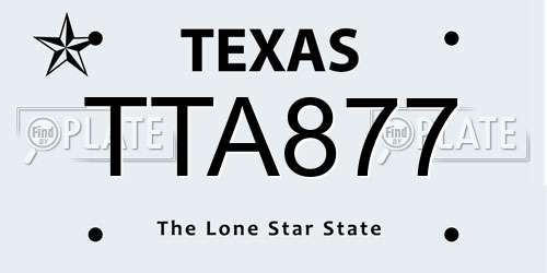TTA877 Texas License Plate