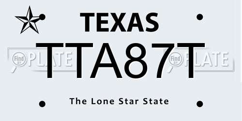 TTA87T Texas License Plate