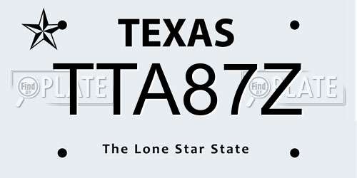 TTA87Z Texas License Plate