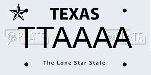TTAAAA Texas License Plate