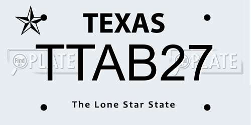 TTAB27 Texas License Plate