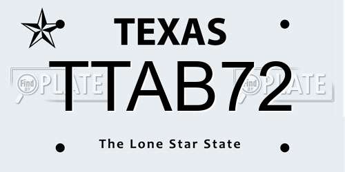 TTAB72 Texas License Plate