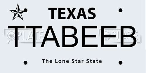 TTABEEB Texas License Plate