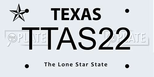 TTAS22 Texas License Plate
