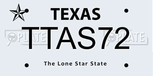 TTAS72 Texas License Plate