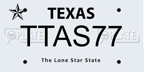 TTAS77 Texas License Plate