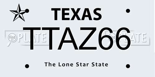 TTAZ66 Texas License Plate
