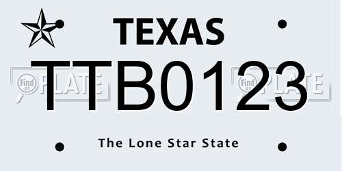 TTB0123 Texas License Plate