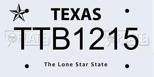 TTB1215 Texas License Plate