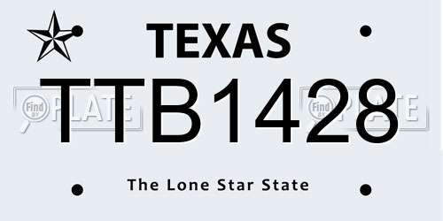 TTB1428 Texas License Plate