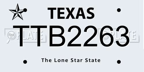 TTB2263 Texas License Plate