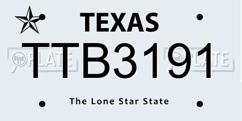 TTB3191 Texas License Plate