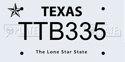 TTB335 Texas License Plate